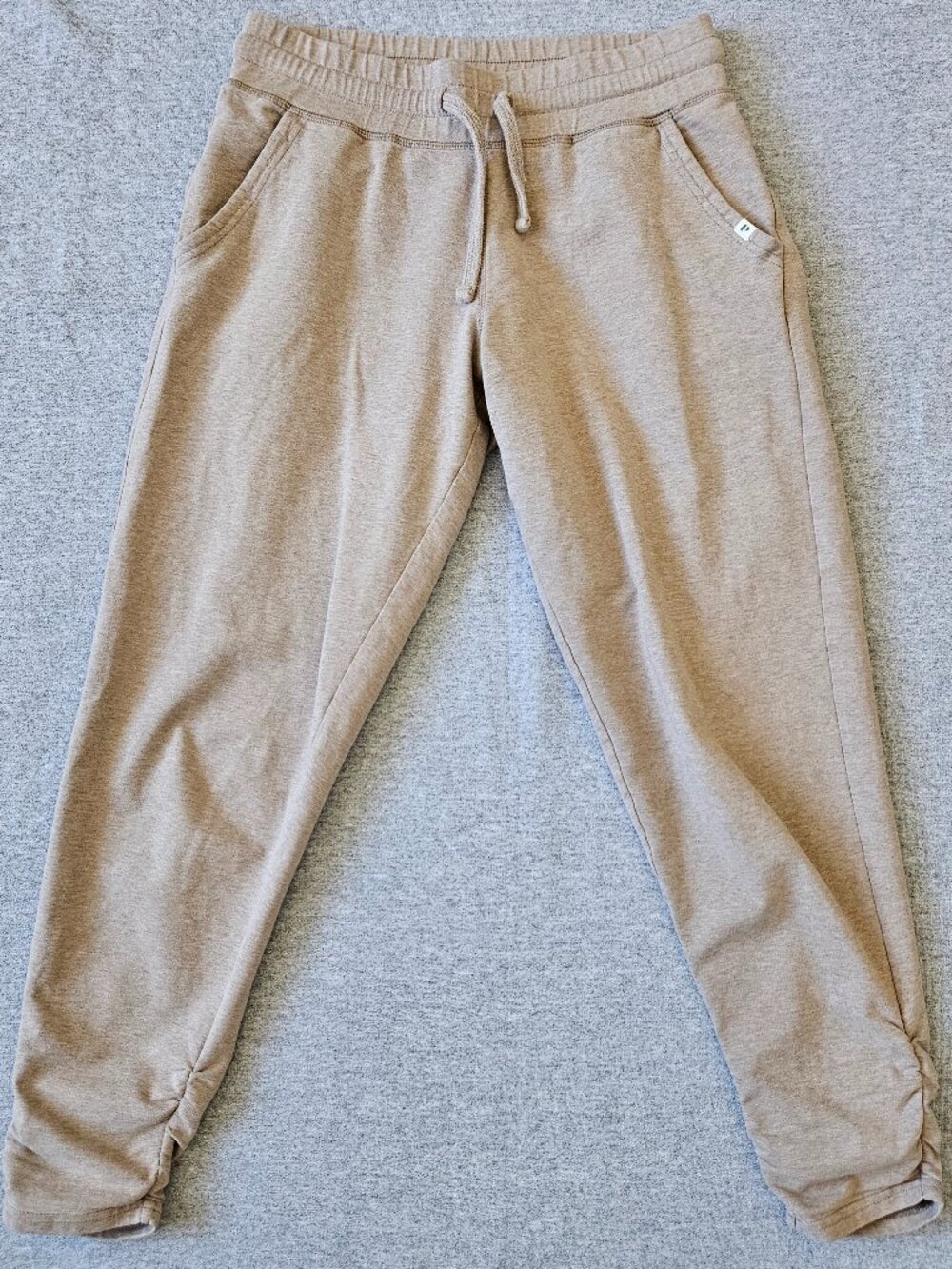 Pact Women Organic Cotton Ruched Ankle Sand Jogger Pants Size XS Drawstring Soft